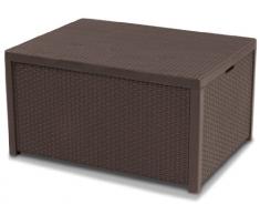 Allibert 220001 Monaco - Tavolino Lounge/cassapanca per Cuscini, in plastica, Simil-Vimini, Colore: Marrone