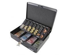 HMF 10015-02 Cassetta Portavalori con Vassoio Porta Monete e Banconote 30 x 24 x 9 cm, Nero