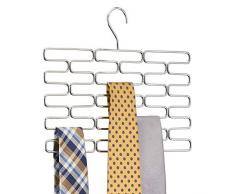 mDesign Portacravatte – Pregiato appendino cravatte con almeno 23 comodi scomparti – Pratica gruccia appendi cravatte per conservare in modo ordinato le cravatte – cromato