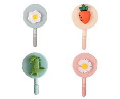 4 Pezzi Ganci Adesivi In Plastica,Parete In Plastica Ganci Appendiabiti, Ganci da Parete Cartoon, per Appendere La Cucina, il Bagno, La Camera Da Letto