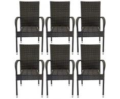 AVANTI TRENDSTORE - Agordo - Sedia impilabile in Rattan Sintetico di Colore Grigio Scuro. Ideale per lesterno e Resistente alle intemperie. Dimensioni Lap 56x94,5x62 cm (Set di 6)