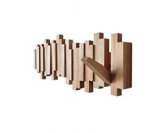 MOCHIYIA Appendiabiti da Parete in Legno Massello Appendiabiti per Porta Portico Decorazione da Parete Creativo Pieghevole in Legno di Faggio Gancio