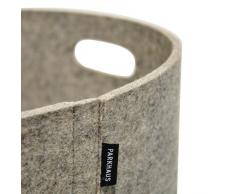 Piccolo cestino in feltro, giocattoli cestino in chiaro grigio feltro, rotondo con manico, colore grigio chiaro