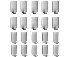 Ganci Adesivi 20 Pezzi, Autoadesivo Attaccare Ganci Portasciugamani Gancio Parete in Acciaio Inox, Ganci Adesivi Bagno, Ganci Cucina, Gancio Appendiabiti, Ganci Adesivi per Quadri