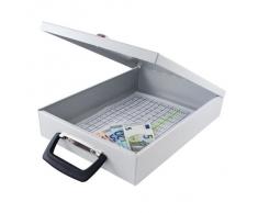 HMF 141-07 Cassetta Documenti Cassette di Denaro A4, 37,5 x 26,5 x 8,0 cm, grigio chiaro