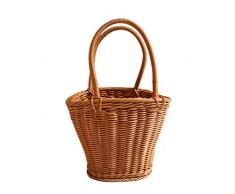 Cesto di Vimini Cesto di Salice Intrecciato a Mano Manico Ovale Cesto da Picnic Allaperto Cesto di Caramelle Pasquali Raccolta Cesto di Nozze 44X32cm