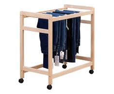 Per impieghi gravosi Multiuso Espositore per jeans/ Sciarpa/ Scialle, A pavimento Mobile Pantaloni Carrello con asta rimovibile Asta appendiabiti, Legno massiccio Telaio Attaccapanni e appendini ( Col