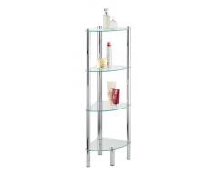 Wenko Exclusiv Scaffale Angolare per Il Bagno e la Casa Yago, 3 Ripiani, Acciaio, Vetro Temperato, 30 x 104 x 30 cm, Trasparente