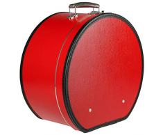 LIERYS Cappelliera Rotonda Rosso - 40 x 21 cm - con Similpelle - Scatola per Cappelli per la Custodia con Manico e Chiusura - Valigia per Cappelli - Anche Come Decorazione per la casa