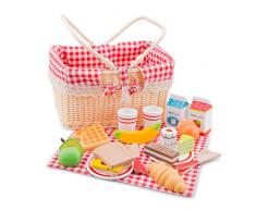 New Classic Toys Picnic Basket Set-27 Pieces, Multicolore, Cestino Picknic, 10590