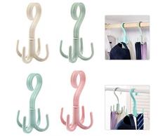 DMFSHI Portacravatte, Appendiabiti per Sciarpa, Appendiabiti Girevole a 360 Gradi in Plastica Antiscivolo da 4 Pezzi per Riporre lOrganizzatore dellArmadio (Verde, Blu, Rosa, Beige)