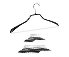 relaxdays, Nero Grucce per Completi in Set da 30, Spalle Larghe, per Giacche, Antiscivolo, Stampelle Gommate, in Metallo, ferro, PVC