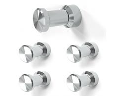 HAUSIST ganci adesivi appendi accappatoio bagno Lavorazione CNC Acciaio inossidabile attaccapanni da muro appendiabiti da parete porta asciugamani adesivo e Fissaggio a vite per Cucina （5 Pezzi）