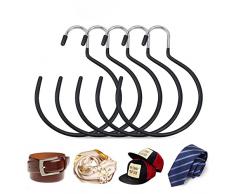 Gancio per Sciarpa, 5 Pcs Gancio Appendiabiti per Sciarpa, Appendi Sciarpe Nero, Portacravatte Antiscivolo, Portacravatte Rotondo, per Appendere Sciarpe Cravatte Cinture