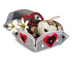 Folia 51281 – Cestino in Feltro Set Pezzi, 11.5 x 11,5 cm e 15 x 15 cm, Colore: Grigio