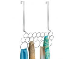 InterDesign Classico Portasciarpe da Porta a 20 Anelli, Metallo, Argento, 4.5x41.5x32 cm