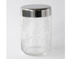 Alessi AKK37 Girotondo Barattolo Ermetico in Vetro Serigrafato con Coperchio in Acciaio Lucido