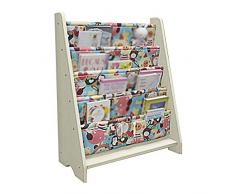 XJJUN Scaffali for Bambini Portariviste 4 Strati Tipo di Passo A Pavimento Scaffale di Stoccaggio Alta capacità Base Allargata Legno Massiccio Resistente allUsura, 5 Colori
