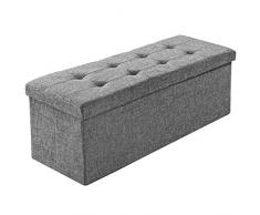 TecTake Pouf pieghevol panca cassapanca contenitore poggiapiedi 110x38x38 - disponibile in diversi colori - (grigio chiaro | No. 402239)