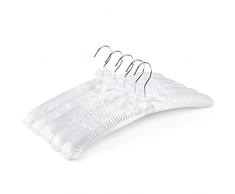 Amber Home Grucce grandi da 43 cm imbottite in raso bianco per abbigliamento da donna, confezione da 5, grucce antiscivolo imbottite per maglioni, grucce in seta per matrimoni, delicato cashmere