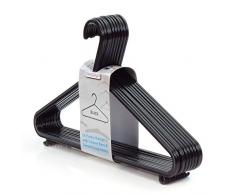 HANGERWORLD 10 Grucce in Plastica Nera 36cm per Vestiti e Camicie e con Barra Porta Pantaloni