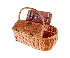 Picnic di Grande capacità Cesto del Cestino del Cestino del Cestino del Rattan del Rattan cestello Pastorale del cestello Pastorale con Il Servizio di Cestino del Picnic Service per 2