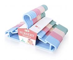 Grucce Infanzia,36 Grucce per Bambini Antiscivolo,Durevoli Grucce in Plastica,Vestiti per Bambini di Stoccaggio,Appendini Multicolore per Pantaloni Cappotto Gonna,27,5cm,blu/verde/rosa/champagne