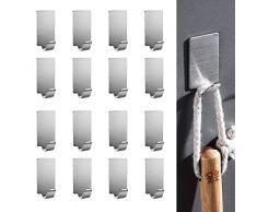 16 Pezzi Ganci Adesivi Autoadesivo.Ganci Adesivi Acciaio INOX.Appendono Adesivo. Ganci da Parete Adesivi.Appendini da Porta Adesivi.Appendiquadri Adesivo Gancio Appendiabiti Appiccicosi(Gancio Largo)