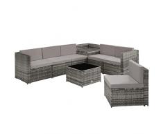 TecTake 800931 Salottino in rattan Verona, Pratico box contenitore, Bella estetica ad intreccio (Grigio)