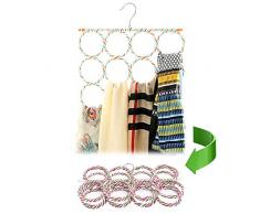 Gurxi 1 Pezzi Appendiabiti da Cintura con Cerchi Appendino Porta Sciarpa con Cerchi Organizer per Sciarpa Pensile per Guardaroba per Lo Stoccaggio Organizzato di Sciarpe e Scialli nel Tuo Guardaroba
