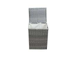 AVANTI TRENDSTORE - Pepero - Cesto per Biancheria in polyrattan con Fodera in Cotone, Disponibile in Diversi Colori e Misure (Grigio, Lap 39x50x32 cm)