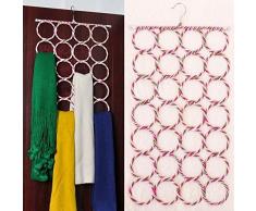 takestop® GRUCCIA 28 Anelli Porta APPENDI SALVASPAZIO Sciarpa Sciarpe Sun_1504 Foulard Armadio Accessori APPENDIBILE ORGANIZZATORE Colore Casuale