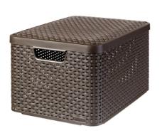 Curver 205861 - Scatola con coperchio, in polipropilene, aspetto vimini, L