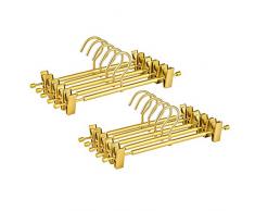 Amber Home 20 Pezzi 31cm Grucce di Ferro Alluminio Oro, Dorata Metallico Appendiabiti per Pantaloni Gonna Biancheria Intima Mutande, Antiscivolo con Clips
