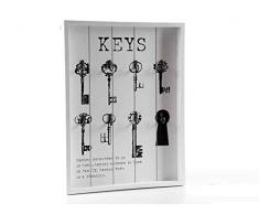 Gicos PORTA CHIAVI DA PARETE APPENDINO IN LEGNO CON DECORAZIONI 28*3*37 CM MOG-715365