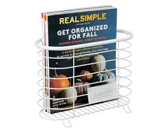 mDesign portariviste da terra – portagiornali in metallo inossidabile bello e pratico – portariviste da bagno perfetto anche per libri o tablet – bianco opaco