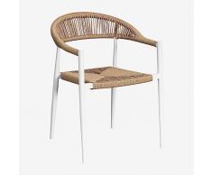 SKLUM Confezione da 4 Sedie da Giardino con Braccioli in Alluminio e Rattan Sintetico Amatria Bianco