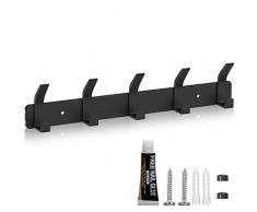 Eucomir Appendiabiti da Parete, Appendiabiti da Muro con 5 ganci, Attaccapanni da Muro Moderno, Appendiabiti da Muro per Cucina, Camera da Letto, Ufficio, Nero