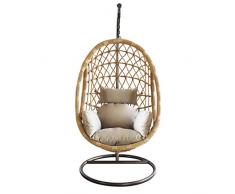 Milani Home s.r.l.s. Sedia Sospesa Poltrona A Dondolo Intrecciato in Rattan per Casa E Giardino con Cuscino