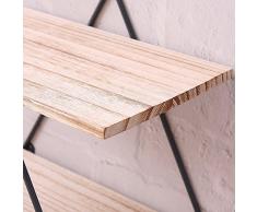 Scaffale per libri in legno libreria in ferro scaffale appendiabiti per mensole appendiabiti da parete in legno massello retrò espositore per scaffali per la casa (gli ornamenti non sono inclusi)