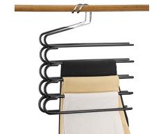 Grucce per Pantaloni in Metallo, Appendiabiti Aperti con Rivestimento Antiscivolo, Salva Spazio, in Gomma Antiscivolo Risparmio di Spazio Resistente in Metallo per Jeans, Pantaloni