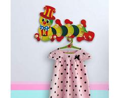 Dida - Attaccapanni Bruco Mela, Appendiabiti per Bambini da Parete in Legno per la Cameretta dei Bimbi