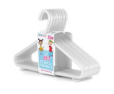 HANGERWORLD 36 Grucce per Bambini 30cm in Plastica Bianca Salvaspazio per Vestiti da Bambino e Neonato