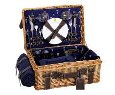 Les Jardins de la Comtesse - Cestino da picnic per 2 persone Champs-Elysées Blu, completo di tasche isolate, tagliere e tovaglia, dimensioni: 48 x 33 x 21 cm