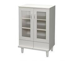 Iris Ohyama, Armadio in vetro/credenza con cassetti e ripiani/armadio in legno/armadio con ante, Altezza ripiano regolabile 3,2 cm, Ufficio, Casa - Cabinet - KPB-9360 - Quercia Bianco