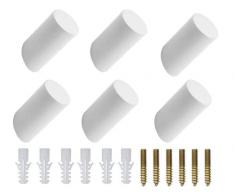 Hitopin 6 Pezzi Gancio Appendiabiti in Legno, Ganci in Legno di Faggio Naturale, Gancio di Legno Appendiabiti da Parete, Con Accessori A Vite, per Bagno Spogliatoio Camera da Letto Cucina (Bianco)