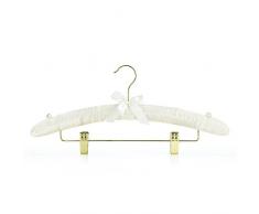 Hangerworld Gruccia Imbottita 43cm in Satin Bianco Avorio con Pinze in Metallo per Pantaloni e Gonne