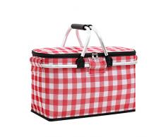 Borsa Termica, Cestino da Picnic, Grande Cestino Termico Isolato, Cestino per la Spesa per Campeggio e Feste Allaperto (A)
