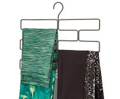 mDesign Compatto appendino per sciarpe, leggings e teli – Organizer con 8 comodi scomparti da appendere nell’armadio – Porta sciarpe in metallo – bronzo