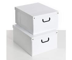 KANGURU SET 2 PEZZI Scatole in cartone per armadio, con coperchio, per cambio stagione, regalo, abiti BIANCO 50x40xh25 cm